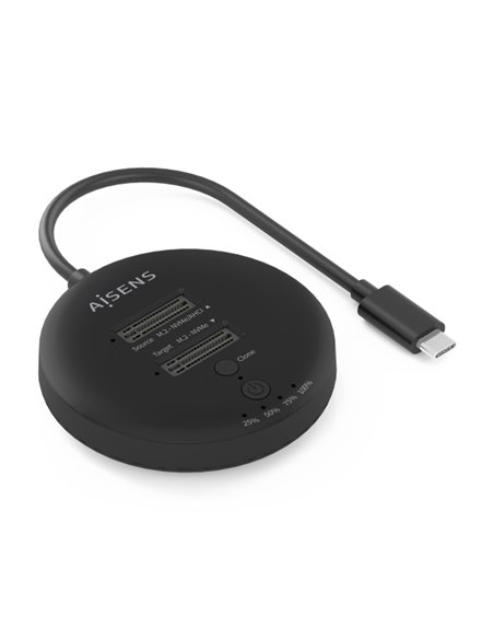 Aisens ASDS-2M2N05 Estacion de Docking de Double Bahia M.2 NVME à USB-C 3.2 Gen2x2 - Clone - Couleur Noir