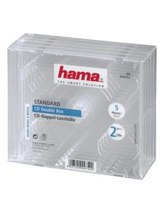 Hama Pack de 5 Cajas Dobles Vacias Pour CD/DVD - Poliestireno - 14x12.4x1.04cm - Couleur Transparent