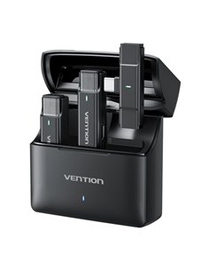 Vention Levalier Microfono Clip Inalambrico USB-C - Cancelacion de Ruido Avanzada - Batterie 30h - Rango 300m - Couleur Noir
