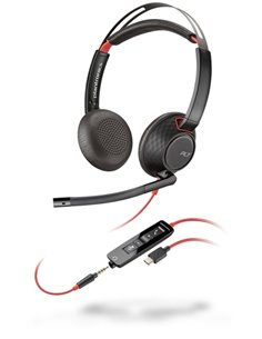 HP Poly Blackwire 5220 USB-C Écouteurs Avec Microfono - Cancelacion de Ruido - Diadema Metalica Acolchada - Almohadillas de Chai