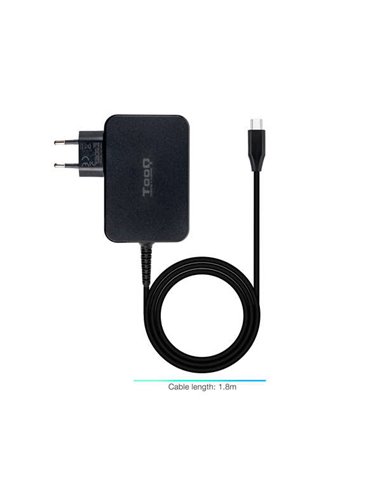 Tooq Cargador de Portable GaN USB-C/PD 3.0 90W - Câble de 1.80m - Couleur Noir