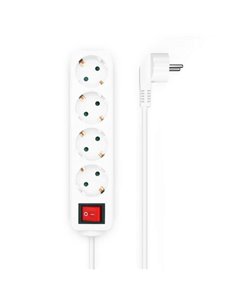 Aisens Regleta de 4 Tomas Schuko Avec Câble de 1.4m - Protection Infantil - Couleur Blanc