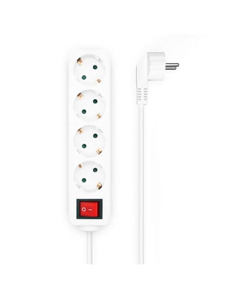 Aisens Regleta de 4 Tomas Schuko Avec Câble de 1.4m - Protection Infantil - Couleur Blanc