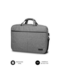 Subblim Maletin Elite Portable de 13.3" à 14" - Fabricado en Polyester Oxford - Double Fermeture éclair - Couleur Gris