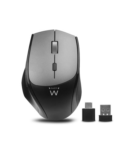 Ewent Souris Inalambrico - 2400dpi - Clic Silencioso - Bluetooth 5.1 - Receptores USB-À et C de 2.4GHz- Plug and Play - Couleur 