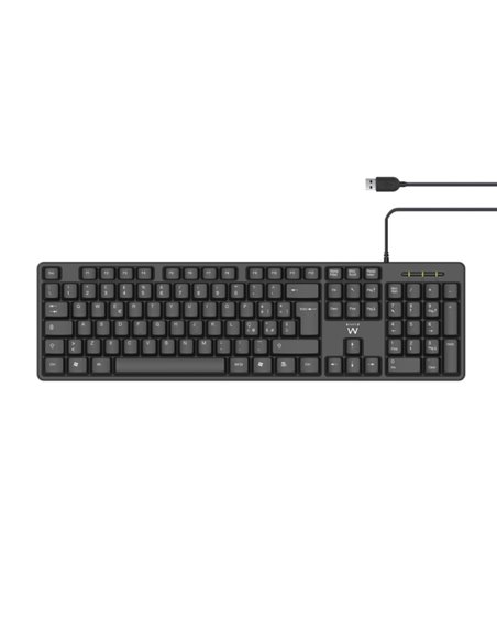 Ewent Clavier Avec Câble USB - Perfil Delgado - Disposicion Portuguesa QWERTY PT - Plastico ABS - Câble de 1.35m - Couleur Noir
