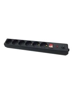 Elbat Regleta Alimentation - 6 Tomas Schuko - Interruptor On/Off - Protection de Sobrecarga - Câble de 1.50m