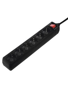Hama Regleta Alimentation Avec 6 Tomas - Câble 1.4m - Interruptor de Encendido - 33.7x5.5x4.7cm - Couleur Noir
