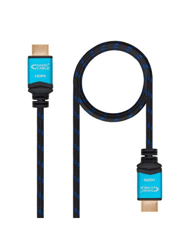 Nanocable Câble HDMI v2.0 Mâle à HDMI v2.0 Mâle 7m - 4K@60Hz 18Gbps - Haute vitesse - Recubierto Nylon Tressé - Couleur Noir/Ble