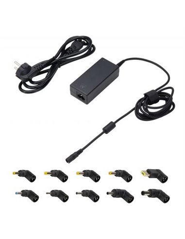 Ewent Cargador Universal Pour Portable de 65W - 10 Clavijas Intercambiables - Automatico - Gestion Intelligente de Corriente - C