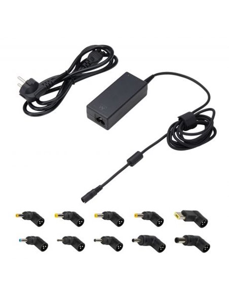 Ewent Cargador Universal Pour Portable de 65W - 10 Clavijas Intercambiables - Automatico - Gestion Intelligente de Corriente - C