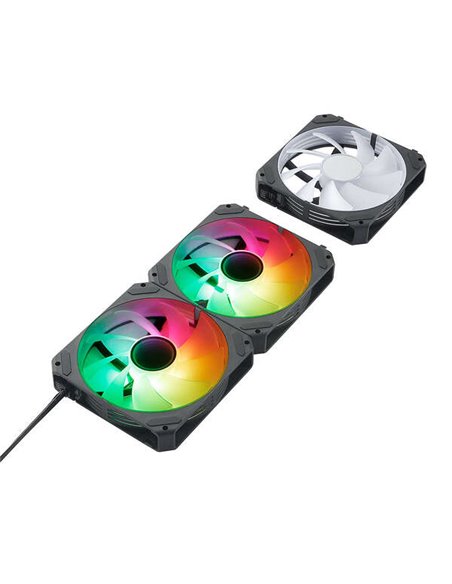Abysm Gaming Arclight 2.0 ARGB Black Pack de 3 Ventiladores 120mm Avec Iluminacion ARGB - Vitesse Max. 1500rpm - Conexion en Ser