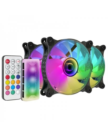 Mars Gaming MF-3DKIT Ventiladores ARGB - Espejo Infinito 3D - 220 Efectos - Controlador Avanzado - Ventilacion Silenciosa - Comp