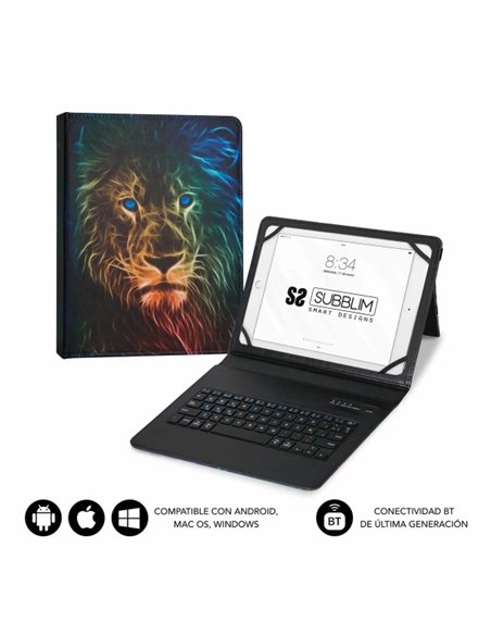 Subblim Keytab Pro Bluetooth Housse universal 9-10.1" - Design ultradelgado - Support Réglable - Système magnético - Résistant e