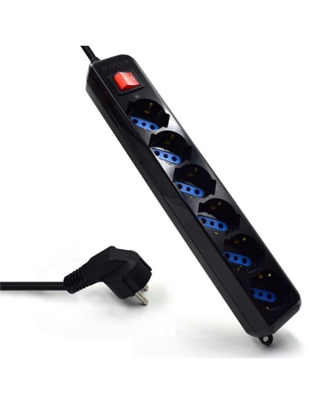 Ewent Regleta de Energia - 6 Enchufes - Version Schuko - 16A Avec Interruptor de Encendido/Apagado - Protection contra Sobrecarg