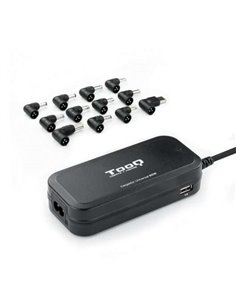 Tooq Cargador Universal Automatico Pour Portable 90W - 2x USB - 12 Adaptadores - Voltaje 12-20V