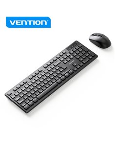 Vention KTD Combo Clavier et Souris Inalambrico - Conexion 2.4GHz - 1200 DPI - 104 Teclas - Couleur Noir