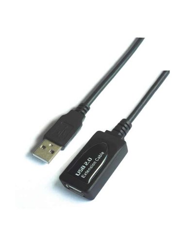 Aisens Câble Extension USB 2.0 Prolongador Avec Amplificador - Tipo À Mâle à Tipo À Femelle - 15m - Couleur Noir