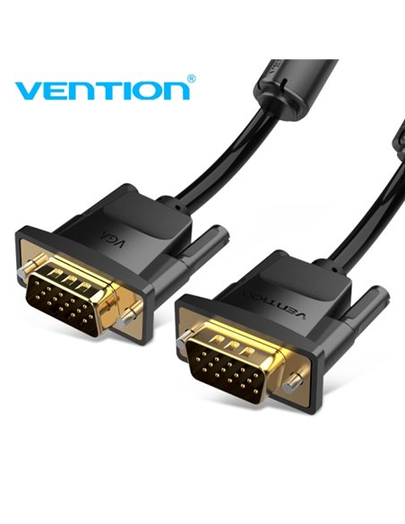 Vention Câble VGA (3+9) - Haute Definicion 1080P - Blindaje EMI - Conectores Chapados en Oro - 10m - Couleur Noir