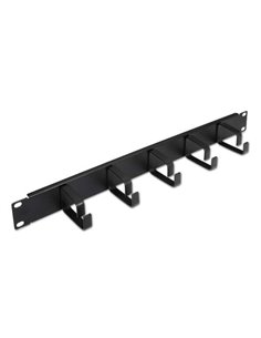Aisens Organizador de Cables Metalico Avec 5 anillos - 19" 1U - Couleur Noir