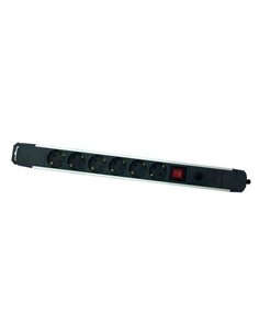 Elbat Regleta Alimentation Aluminium - 6 Tomas Schuko - Interruptor On/Off - Protection de Sobrecarga - Câble de 1.50m