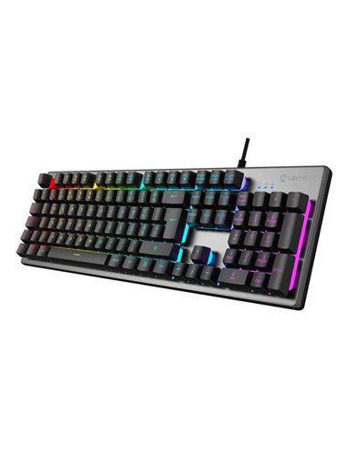 Unykach Nova K244 Clavier Gaming USB (Portugues) - Iluminacion RGB Réglable - 105 Teclas - Câble de 1.60m - Couleur Gris/Noir