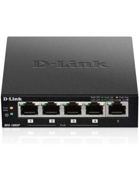 D-Link Switch 5 Puertos Fast Ethernet 1 Puerto Habilitado Pour PoE