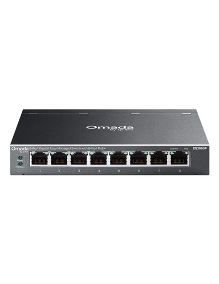 TP-Link Omada ES208GP Switch 8 Puertos RJ45 PoE+ 1Gbps - Gestionado - Conmutacion Jusqu'à 16Gbps - Supporte QOS - Carcasa Metali