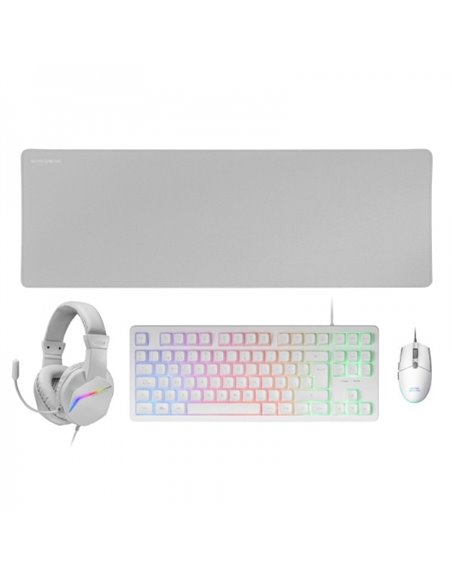 Mars Gaming MCP-RGB3 Combo Gaming 4en1 - Clavier TKL H-Mech - Souris 3200 DPI RGB - Écouteurs FRGB Avec Cancelacion de Ruido - T