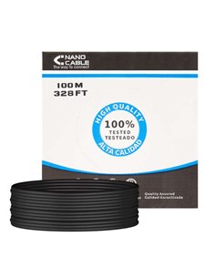 Nanocable Bobina de Câble de Réseau Rigido Imperméable Pour Extérieur RJ45 Cat.6 UTP AWG24 100m - Couleur Noir