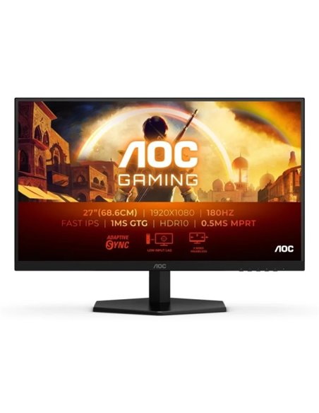 AOC 27G42E Monitor 27" LED FastIPS FHD 180Hz - Respuesta 1ms - HDMI, DisplayPort - VESA 100x100mm - Couleur Noir