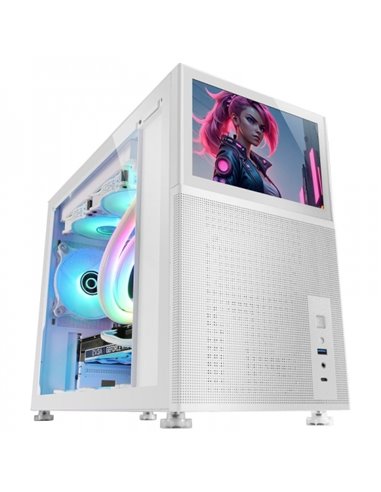 Mars Gaming MC-LCD Boîte PC Gaming - Écran LCD IPS 8" - Support Refrigeracion Liquida - Conectividad USB-C et USB 3.0 - Espacio 