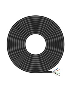 Aisens Bobina de Câble de Réseau Extérieur Imperméable RJ45 Cat.6 Ftp Rigido Awg24 - 305m - Couleur Noir