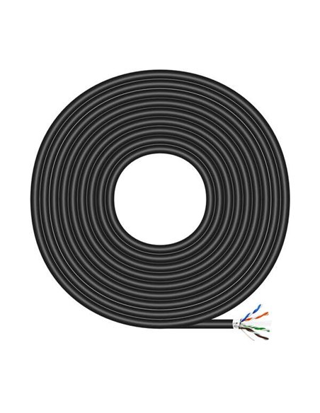 Aisens Bobina de Câble de Réseau Extérieur Imperméable RJ45 Cat.6 Ftp Rigido Awg24 - 305m - Couleur Noir