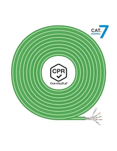 Aisens Bobina de Câble de Réseau RJ45 LSZH CPR Cca CAT.7 600 MHZ S/FTP AWG23 - 305M - Couleur Vert