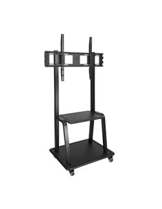 Tooq Support de Écran de Suelo Avec Ruedas 37"-100" - Bloqueo de Ruedas - Dos Estantes - Peso Max 150Kg - VESA 800X600mm - Coule