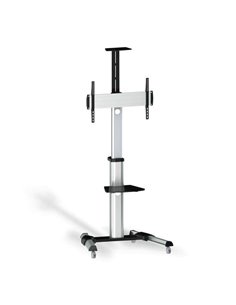 Aisens Support de Suelo Eco Avec Ruedas - Bandeja Pour DVD et Support de Appareil photo (TV de 37”-70”) - Couleur Argent