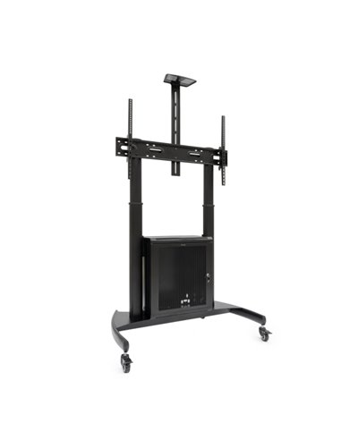 Tooq Narnia Support de Suelo Avec Ruedas Pour Pantallas de 60-100" - Armario Inférieur et Bandeja Supérieur Regulable Pour Webca