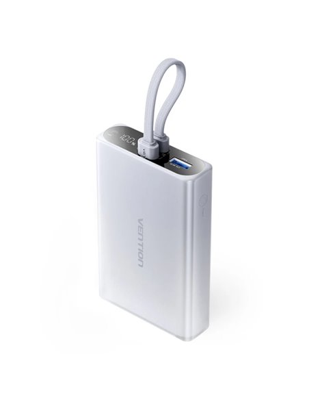 Vention Powerbank de 10000mAh - Potencia de Sortie Jusqu'à 22.5W - USB-À - USB-C - Écran - Linterna LED Integrada - Adapté Pour 