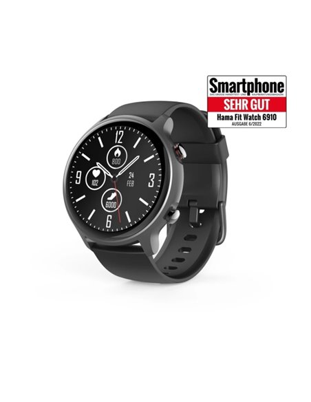 Hama 6910 Reloj Intelligente Smartwatch - Bluetooth 5.0 - Autonomie jusqu'à 6 Dias - Écran LCD 1.28" - IP68 - GPS Intégré - Coul