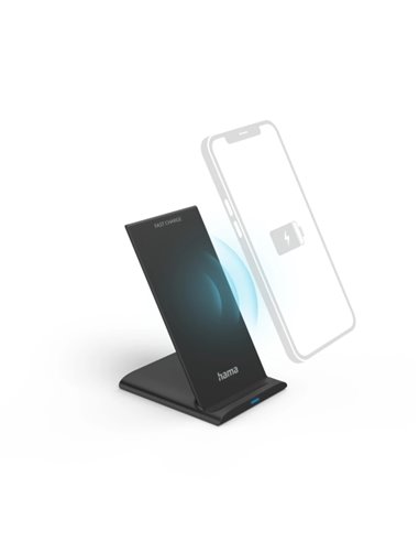 Hama QI-FC10S Cargador Inalambrico - Potencia 10W - USB-C - Indicateur LED - Charge rapide - Couleur Noir