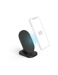 Hama QI-FC10S-Fab Cargador Inalambrico - Potencia 10W - USB-C - Indicateur LED - Charge rapide - 109x65x82mm - Couleur Noir