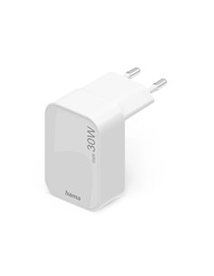 Hama Cargador de Pared - 30W - USB-C - Pliable - Power Delivery - GaN - Qualcomm - Couleur Blanc