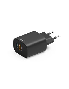 Hama Cargador de Pared - Potencia 30W - USB-C - USB-À - Power Delivery - Qualcomm - Couleur Noir