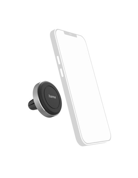 Hama Magnet Support de Coche Pour Smartphone - Magnetico - Pinza Pour Rejilla - Peso Max 200g - Universal - Aluminium - Couleur 