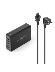 Hama Estacion de Charge USB - Câble 1.5m - 4x USB-C - USB-À - Power Delivery - Qualcomm - GaN - 7.9x12x3.5cm - Couleur Noir