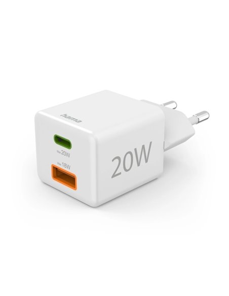 Hama Cargador de Pared - USB-C - USB-À - Power Delivery - Qualcomm - Couleur Blanc