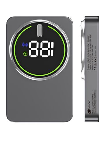 Leotec Powerbank Inalambrico 10.000 mAh - PD 20W - Qi 15W - Couleur Gris