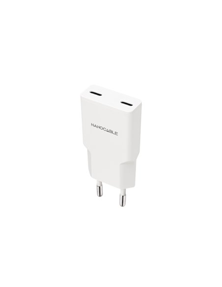 Nanocable Cargador de Pared 2xUSB-C/PD 30W - Couleur Blanc