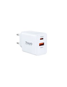Tooq Cargador de Pared USB 3.0 18W, USB-C 20W - Charge rapide - Couleur Blanc